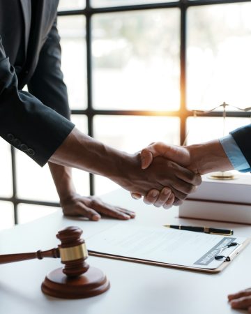 Businessman and lawyer shaking hands